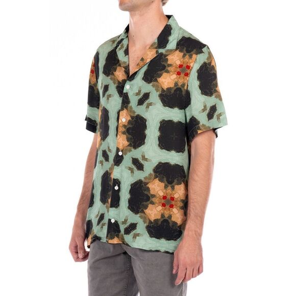 ✨OPB Men’s Rayon Short Sleeve Sz Large Shirt - Celeste/Peach✨ - Picture 2 of 7